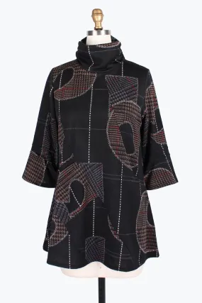 Damee Houndstooth Patchwork Tunic