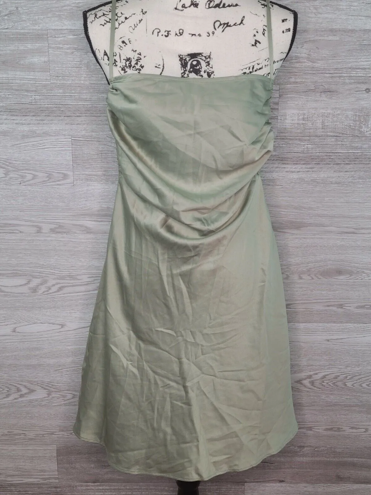 Danielle Bernstein Women's Sage Satin Adjustable Strap Mini Slip Dress Size 8