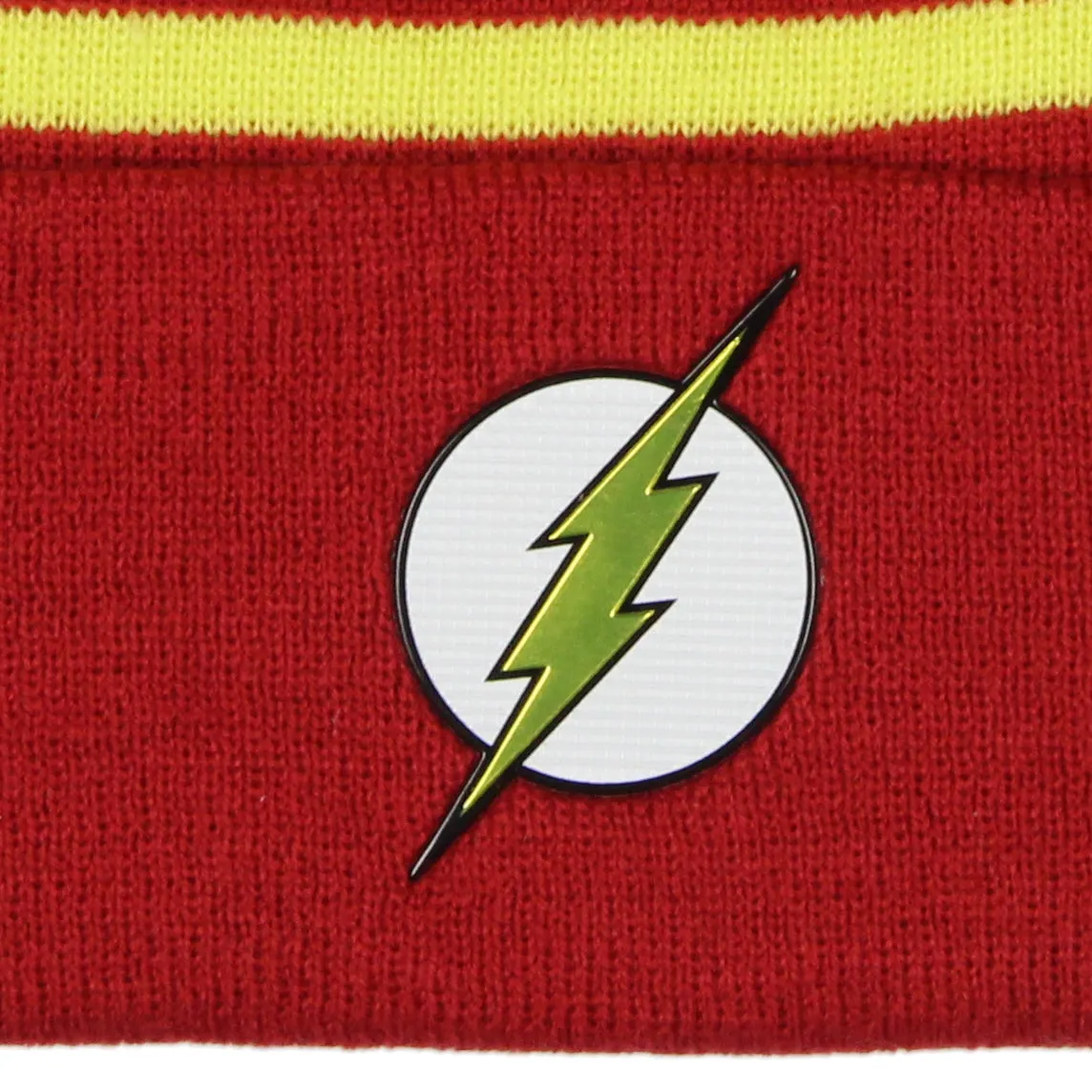 DC Comics The Flash Chrome Weld Jacquard Logo Cuff Pom Beanie Hat