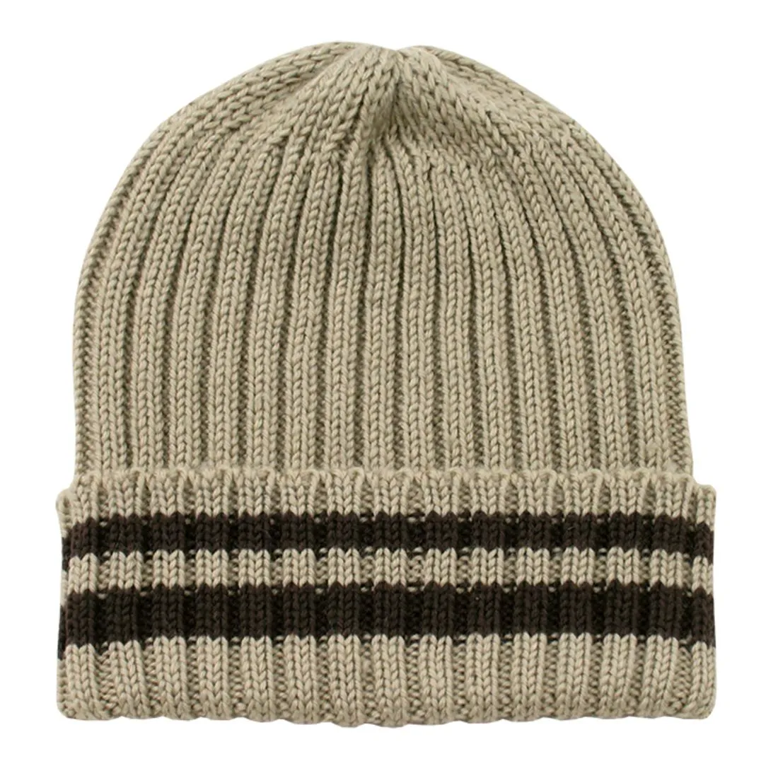 Decky 622 Striped Sweater Ribbed Knit Beanie Hats Ski Skull Winter Caps Thick