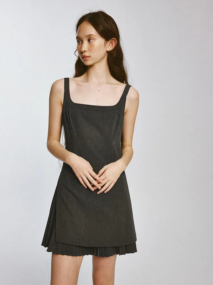 Double-layer Heavy Pleated Slip Dress