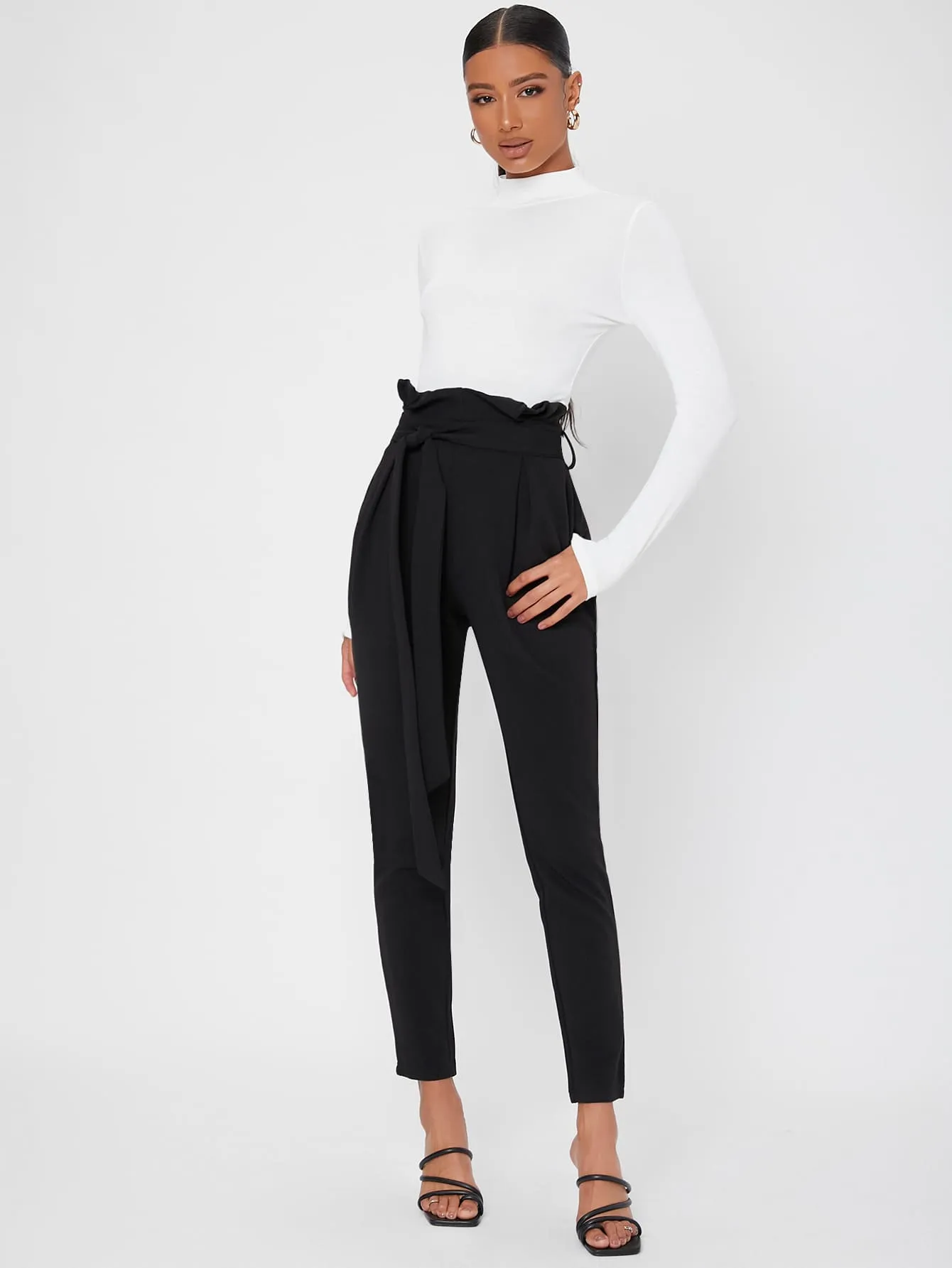 Elegant Plain Ruffle High Waist Long Womens Pants