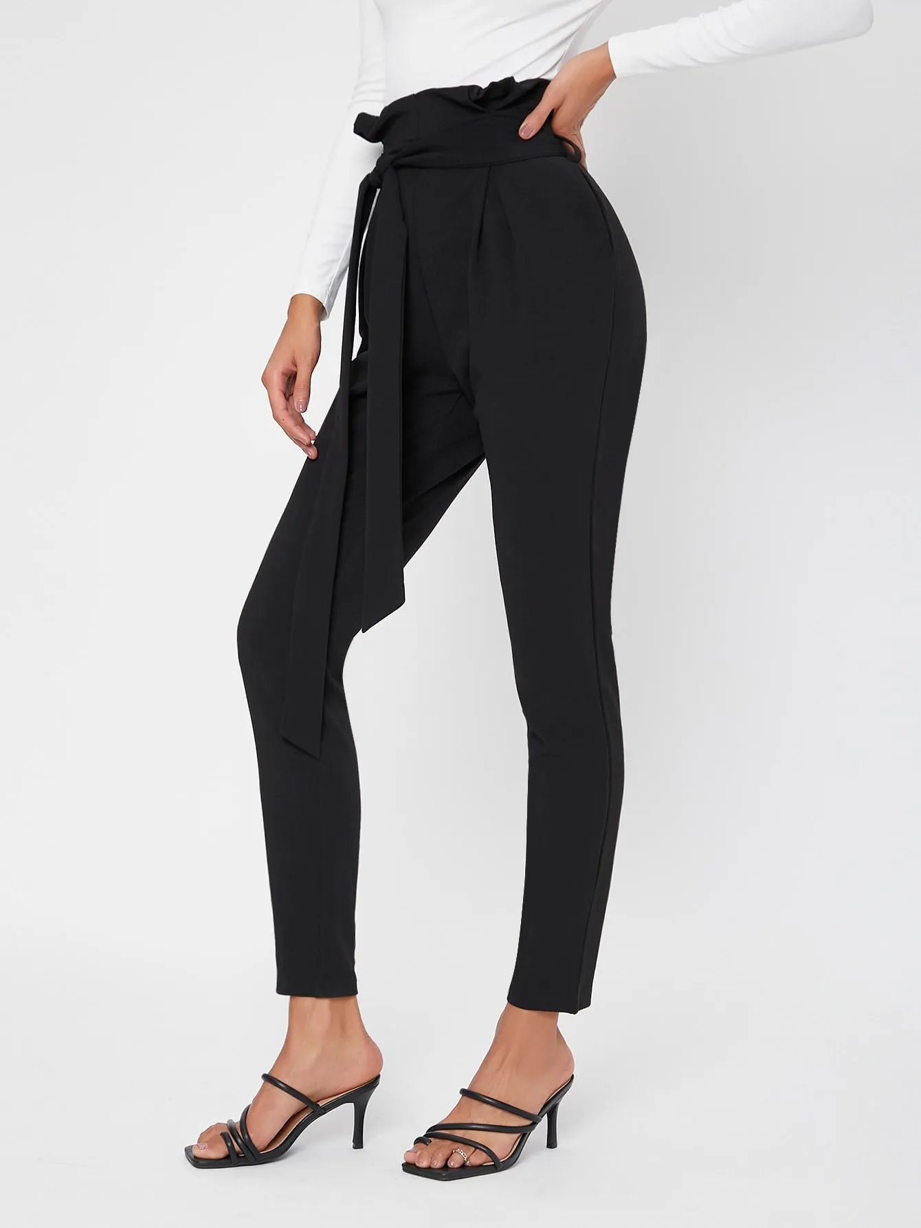 Elegant Plain Ruffle High Waist Long Womens Pants