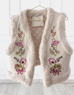 Embroidered Rust Vest Sleeveless Jacket