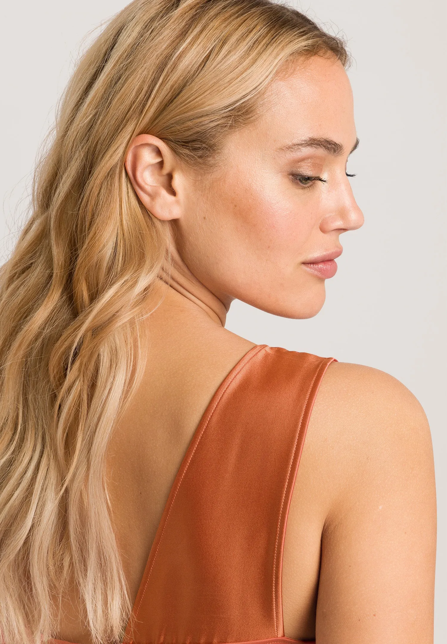 Emma Silk Accented Cotton Tank Nightgown | Apricot Brandy 74920-2294