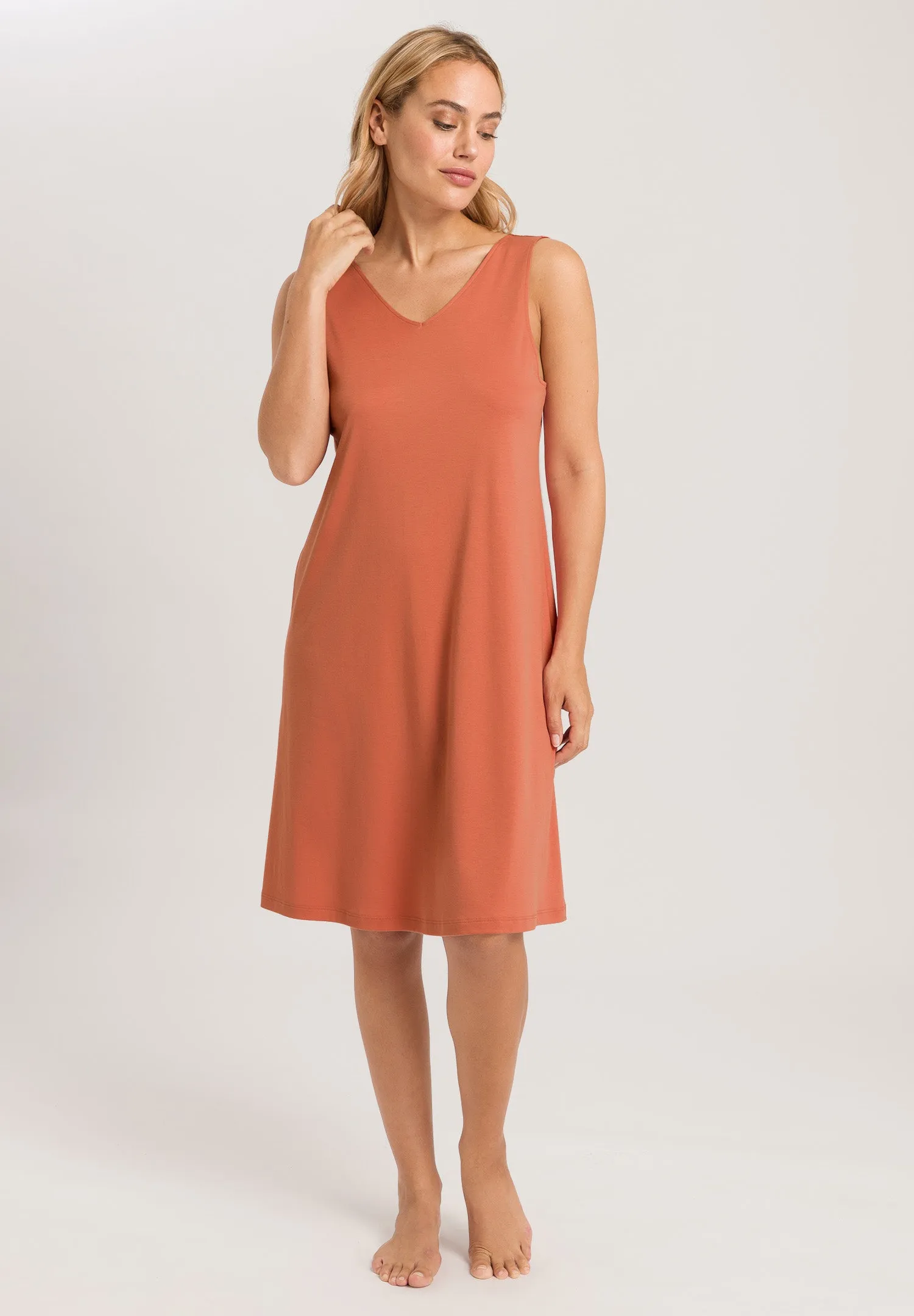 Emma Silk Accented Cotton Tank Nightgown | Apricot Brandy 74920-2294
