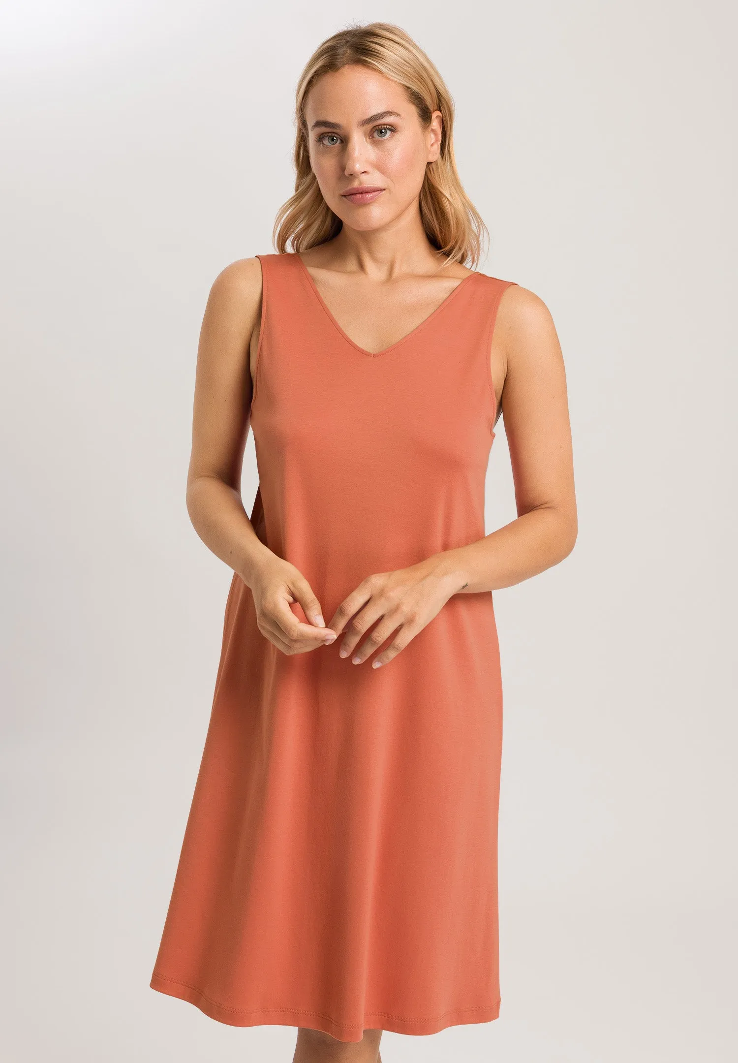 Emma Silk Accented Cotton Tank Nightgown | Apricot Brandy 74920-2294
