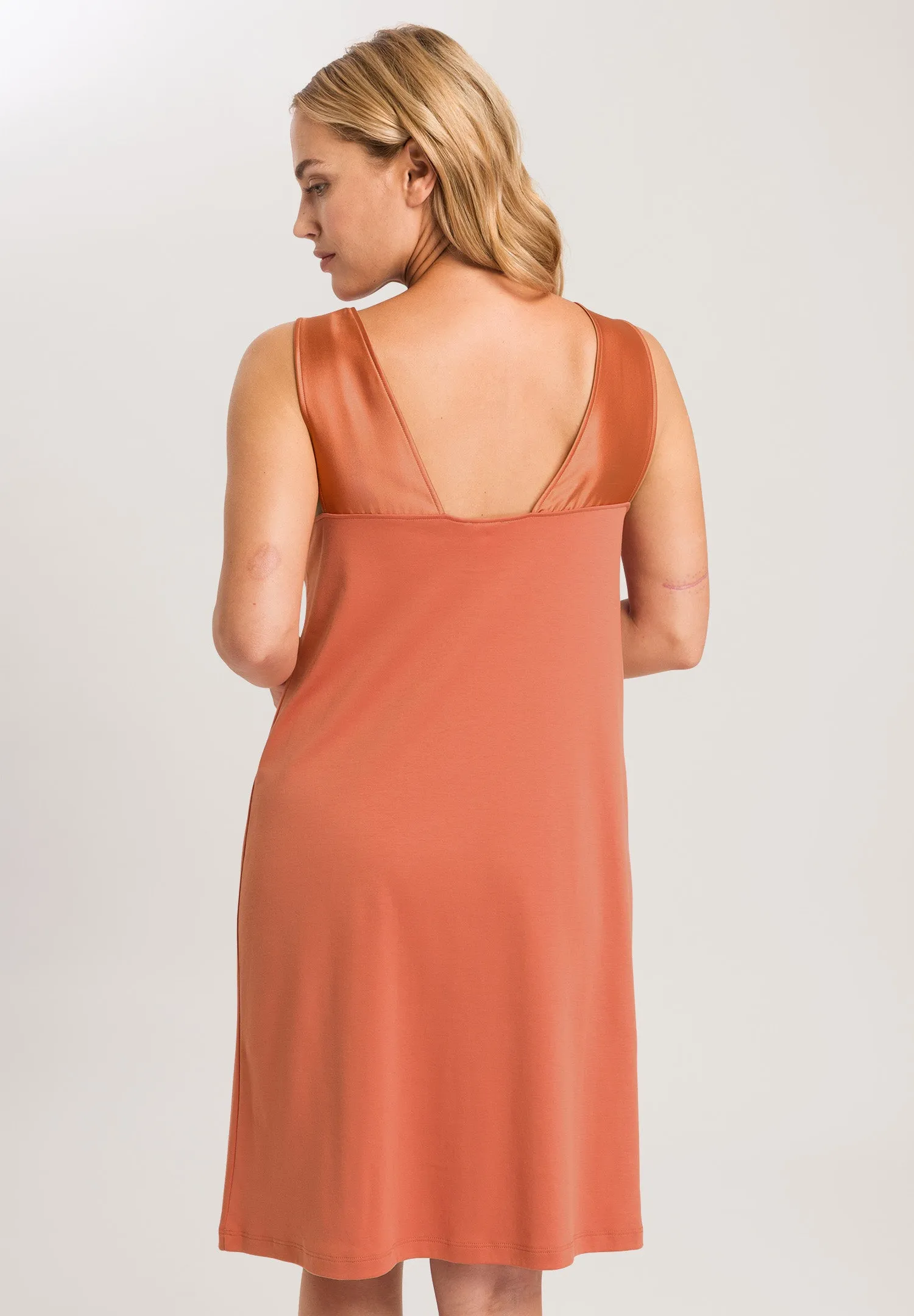 Emma Silk Accented Cotton Tank Nightgown | Apricot Brandy 74920-2294