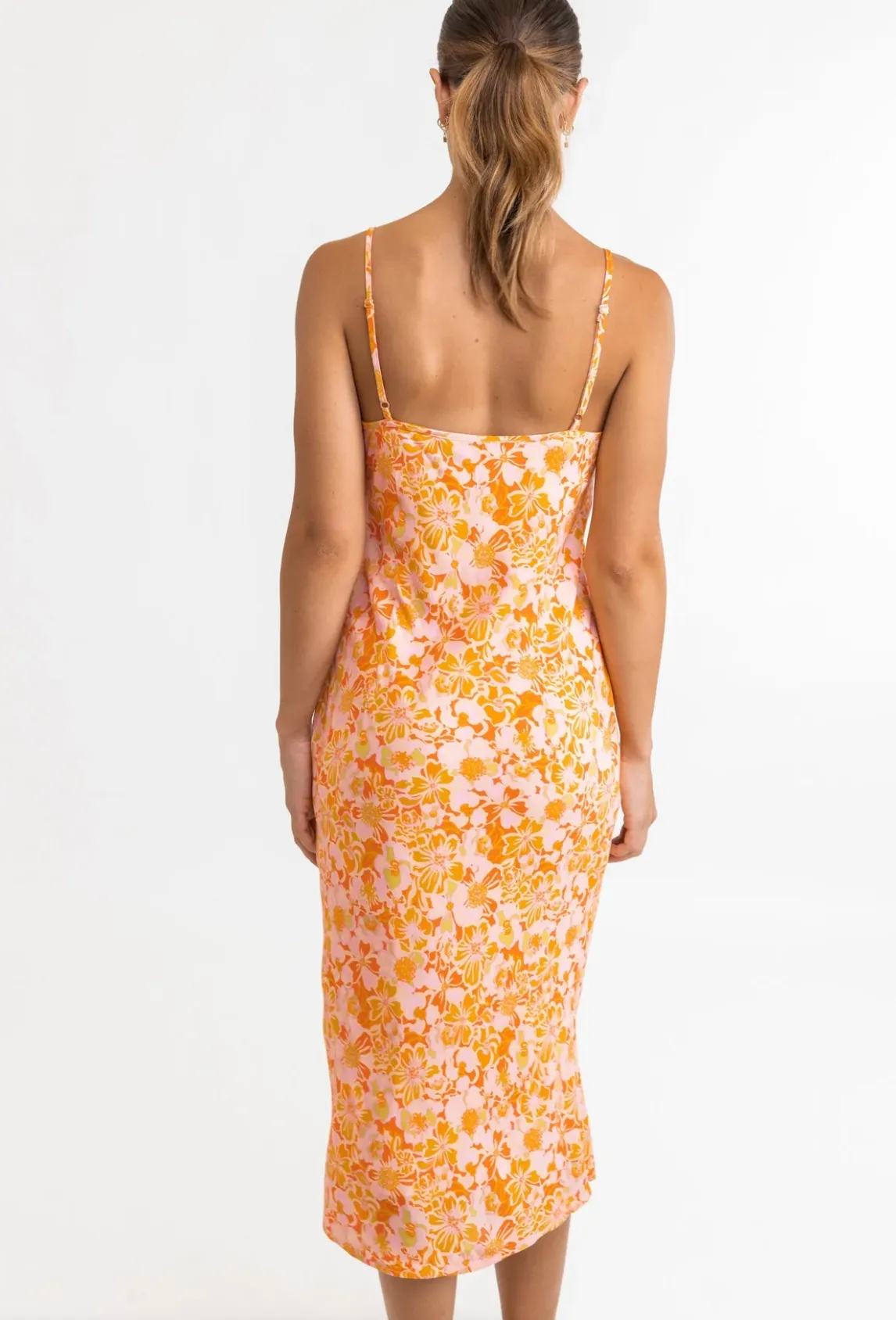 Evangeline Slip Midi Dress - Mandarin