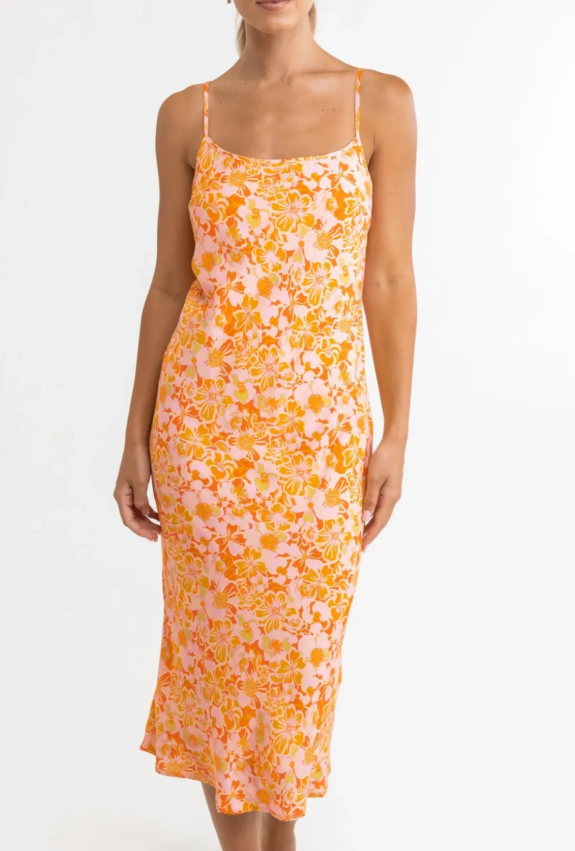 Evangeline Slip Midi Dress - Mandarin