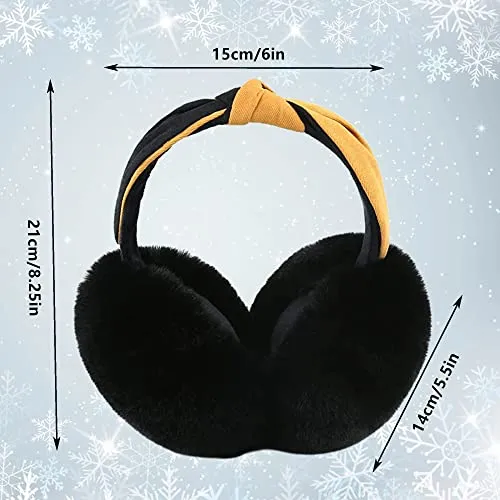 Eyegla Women Winter Ear Muffs Foldable Fleece Ear Warmers Fashion Faux Fur Warm Earmuffs Outdoor Winter Ear Cover for Girls