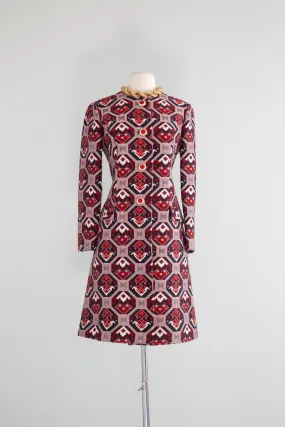 Fabulous 1960's Montaldo's Mod Print Coat / Small