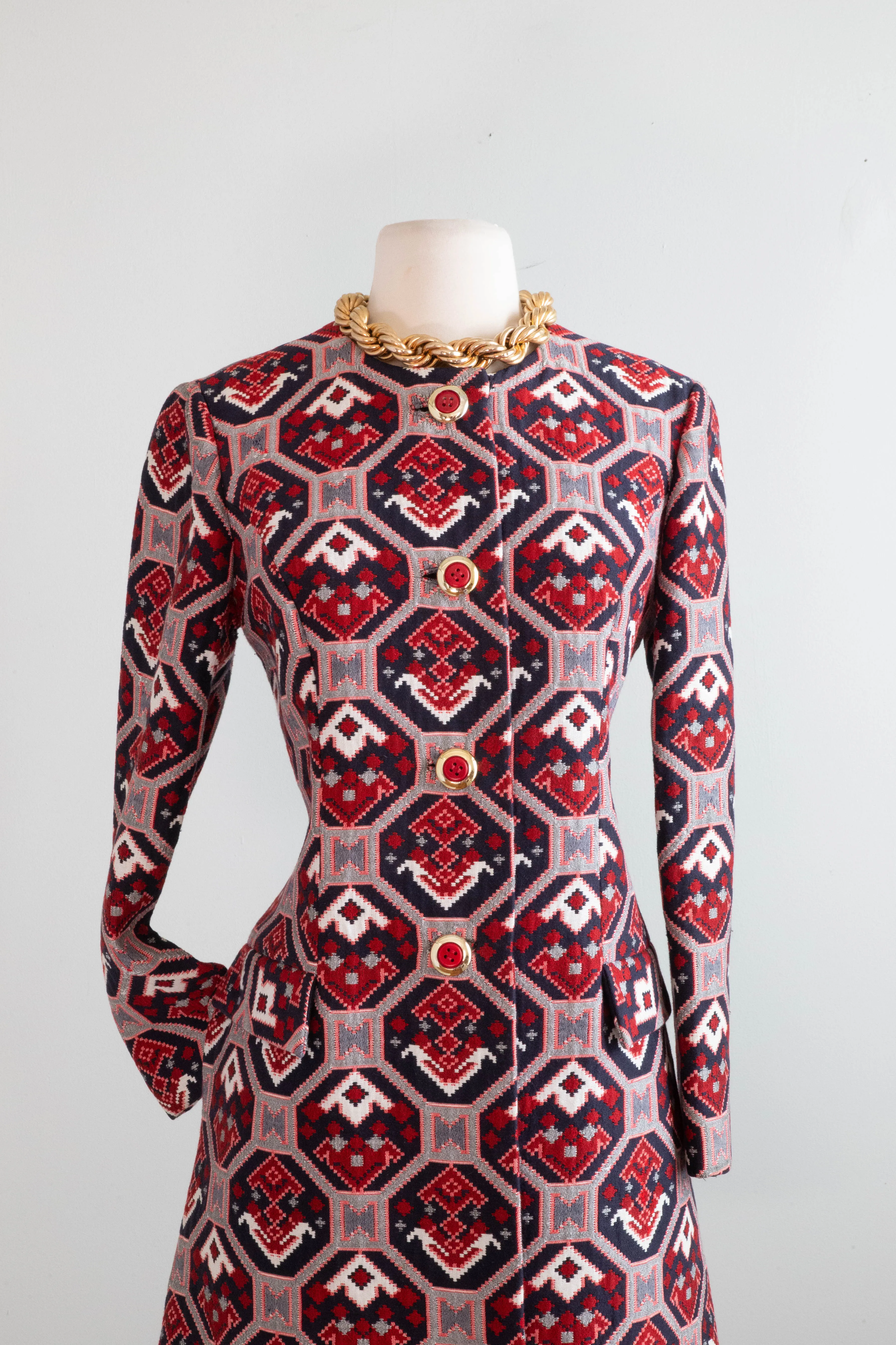 Fabulous 1960's Montaldo's Mod Print Coat / Small
