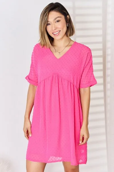 Feminine Flair - Swiss Dot Babydoll Dress