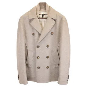 Fendi Double-Breasted Peacoat in Gray Wool