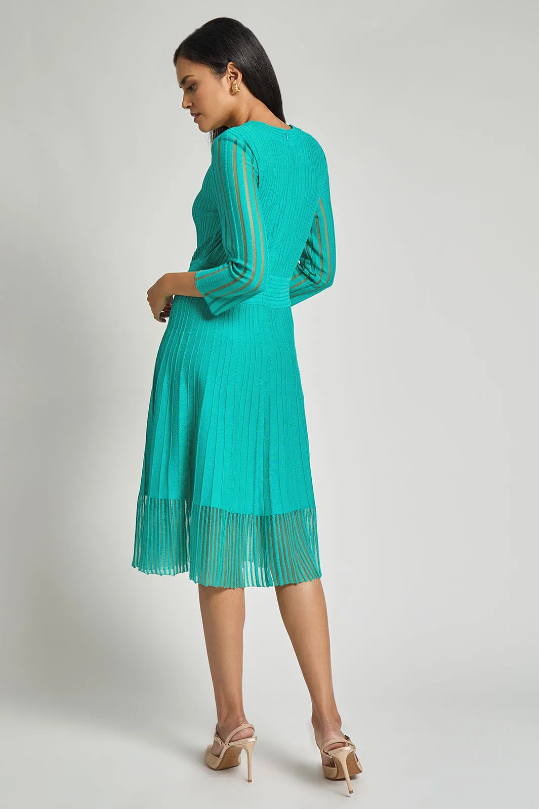 Fit-N-Flare Textured Soft Knit Midi Dress