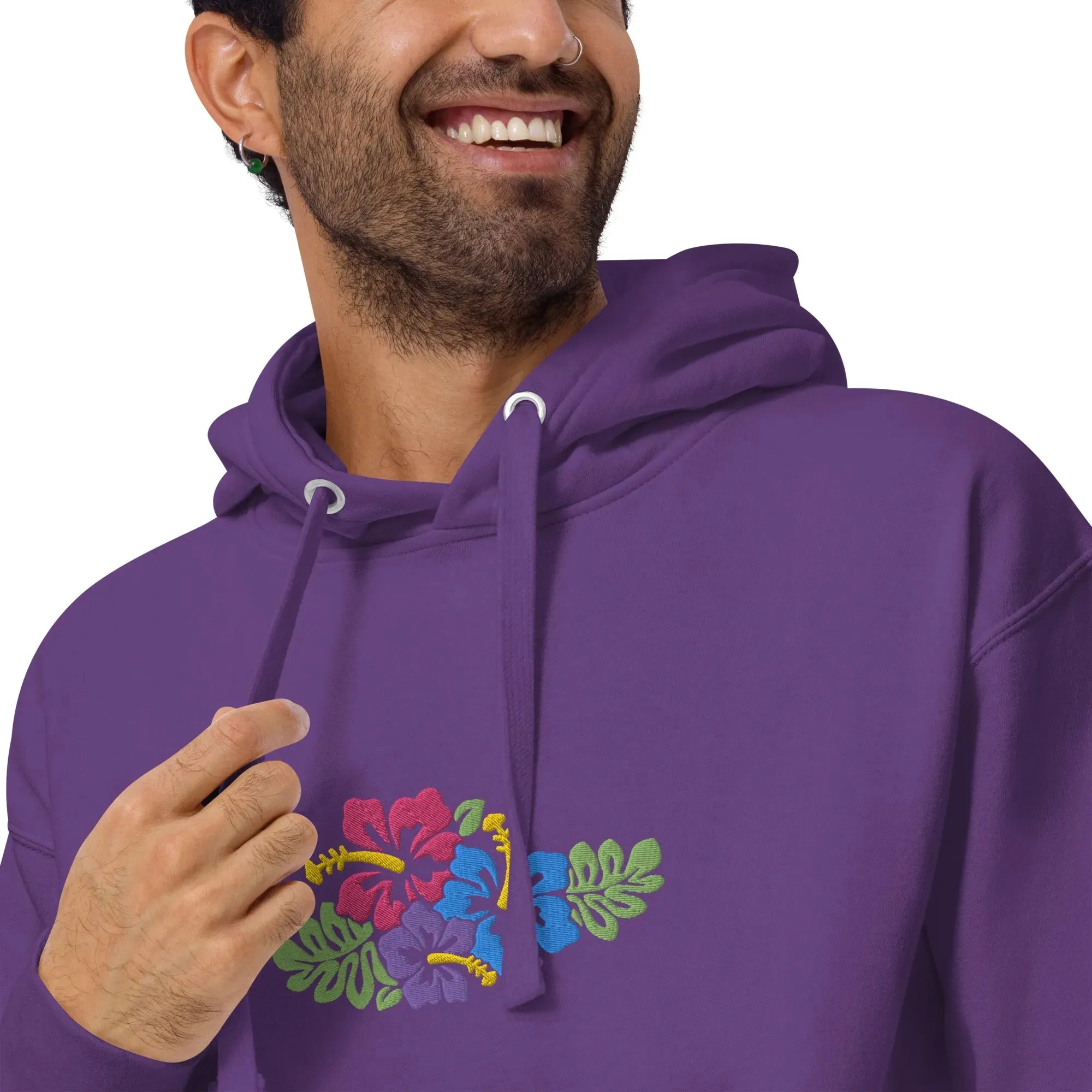 Hawaiian Tropical Leaves Embroidered Hoodie