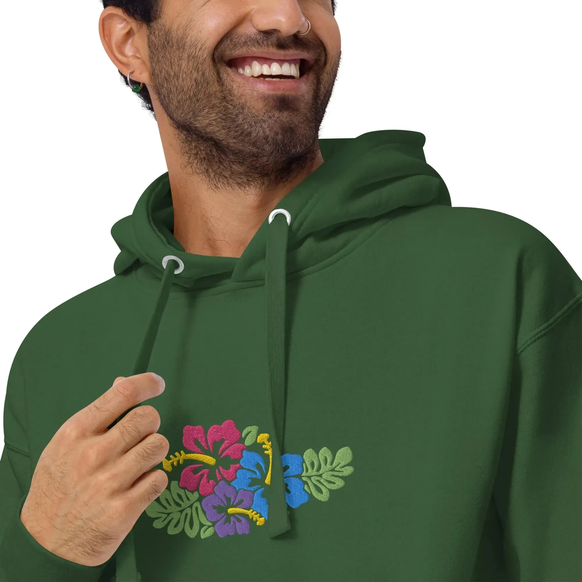 Hawaiian Tropical Leaves Embroidered Hoodie