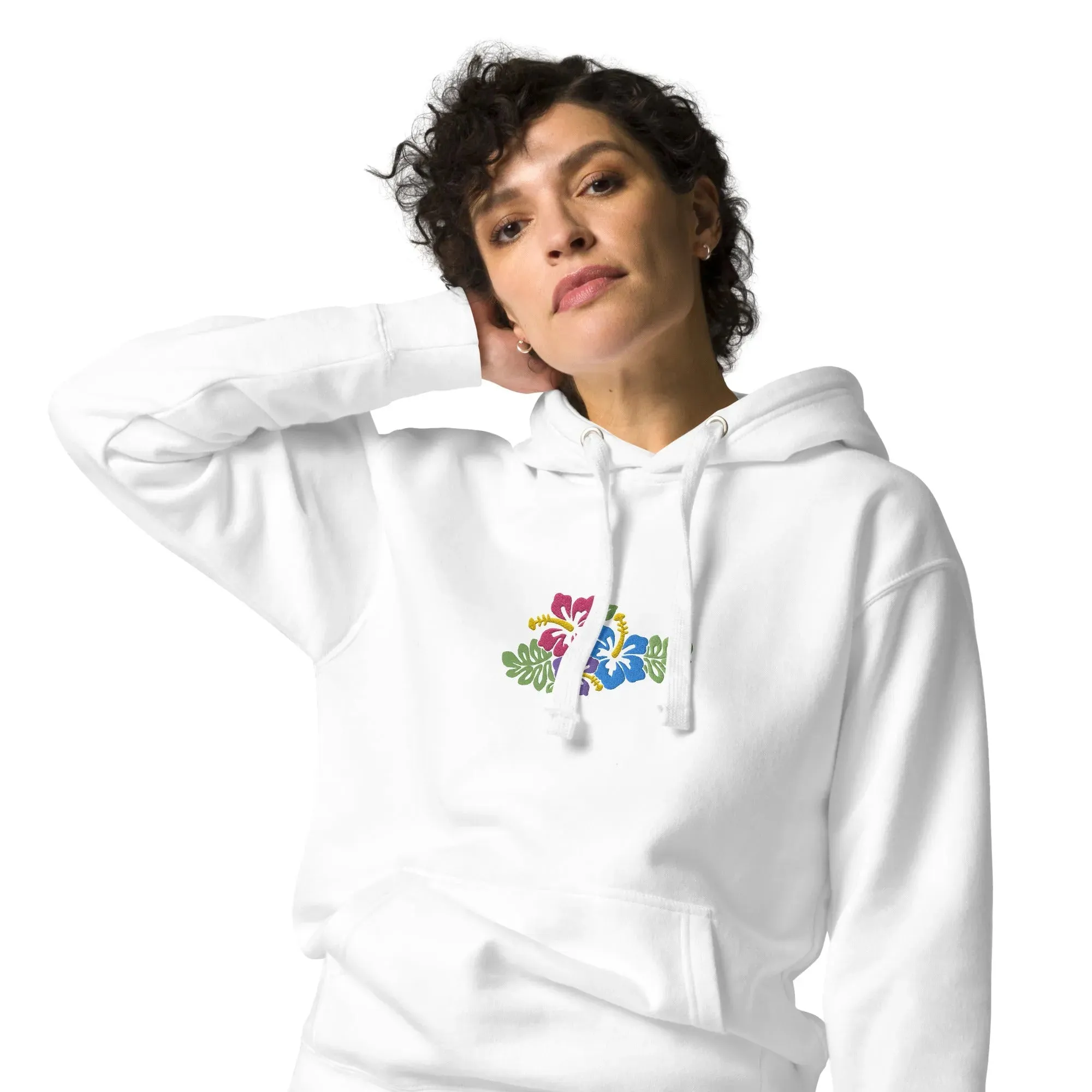 Hawaiian Tropical Leaves Embroidered Hoodie