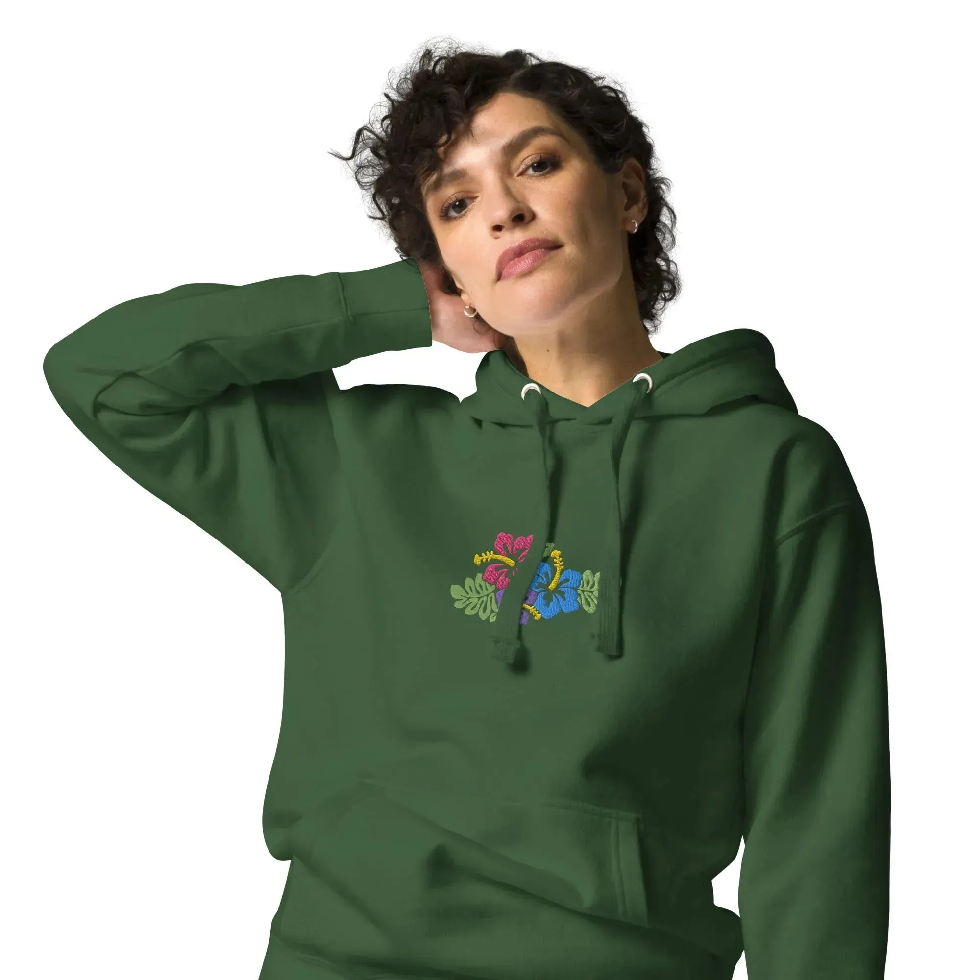 Hawaiian Tropical Leaves Embroidered Hoodie