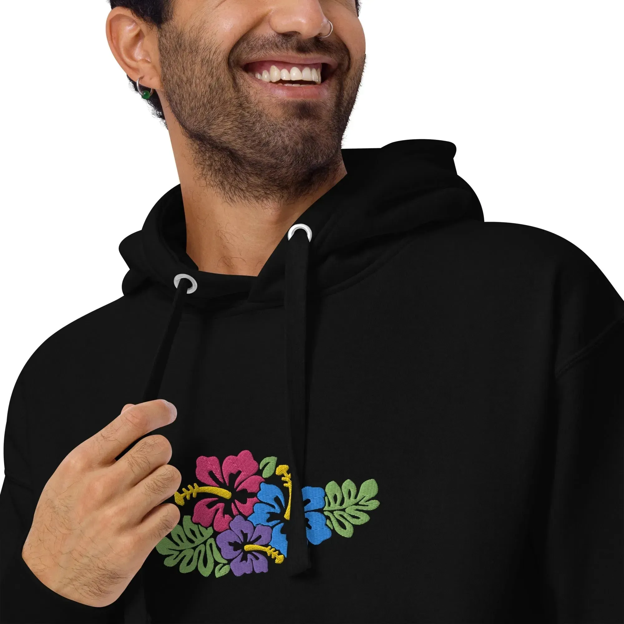 Hawaiian Tropical Leaves Embroidered Hoodie