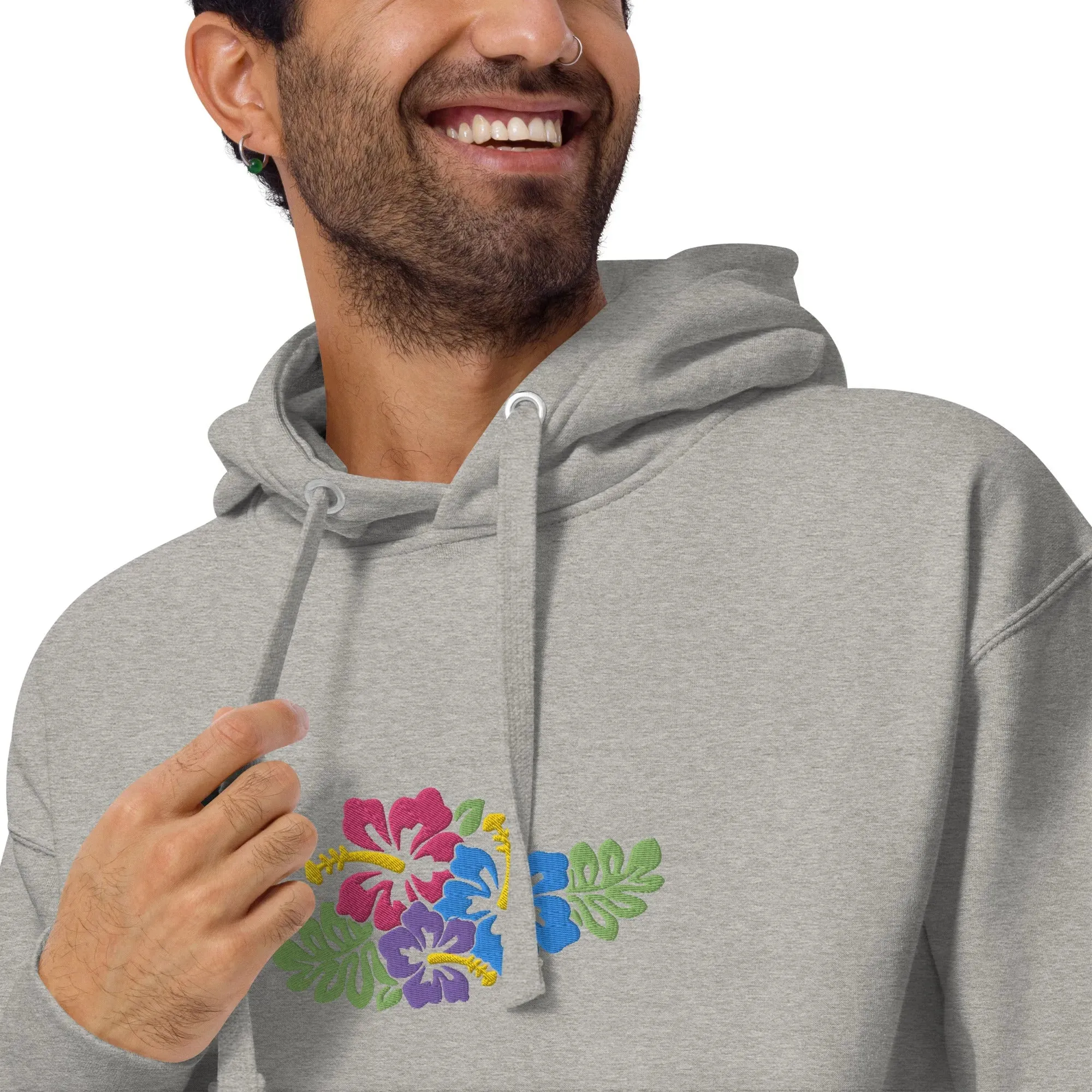 Hawaiian Tropical Leaves Embroidered Hoodie