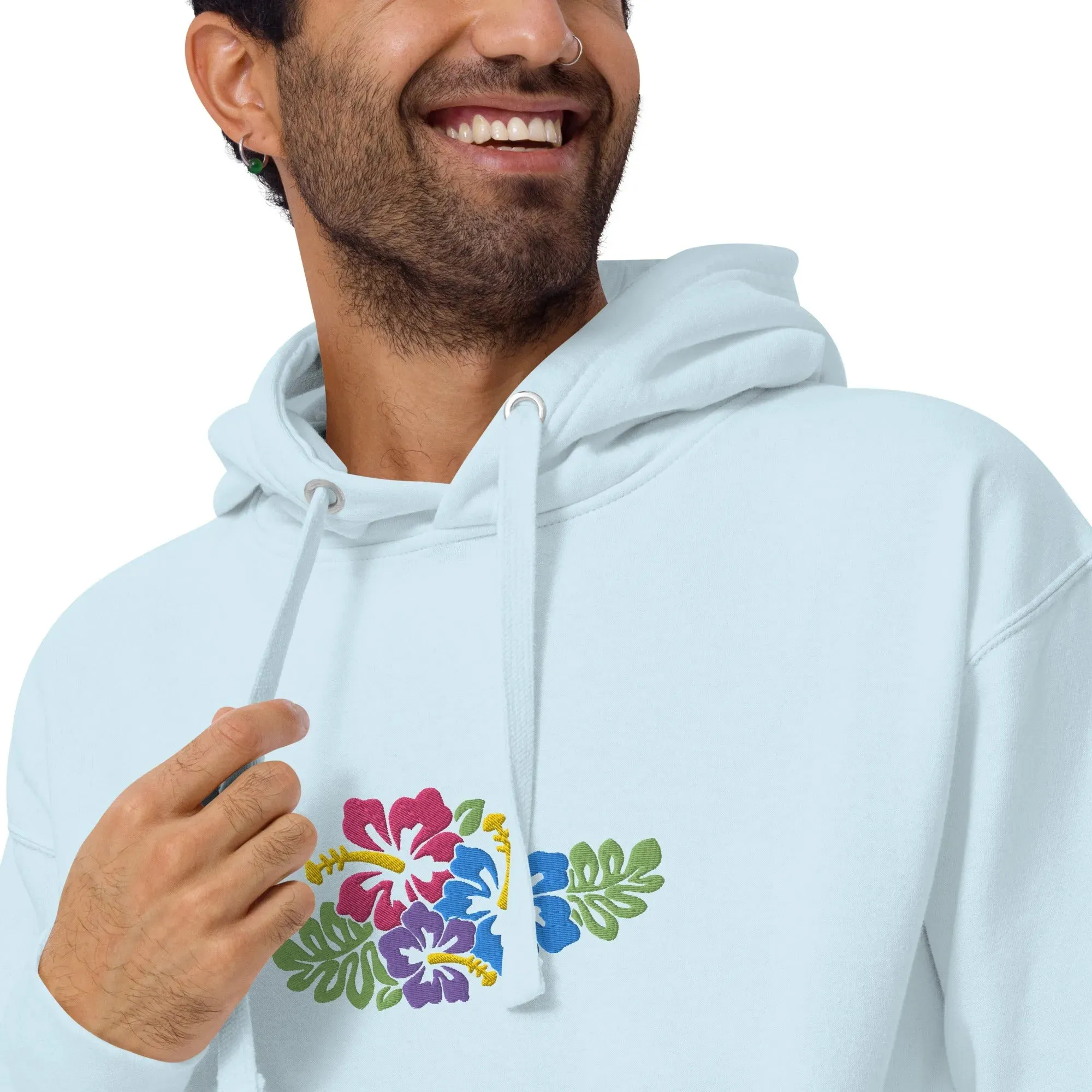 Hawaiian Tropical Leaves Embroidered Hoodie