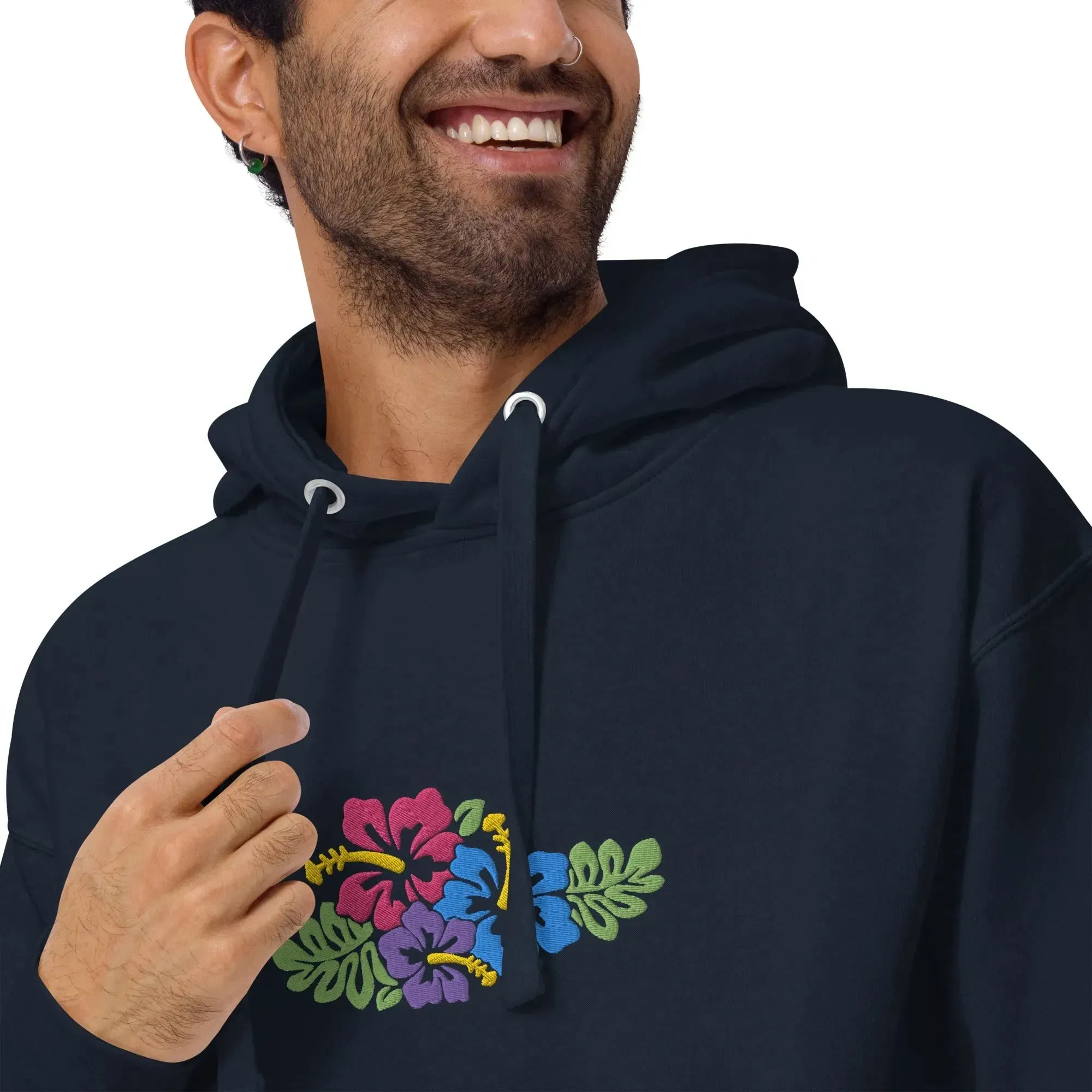 Hawaiian Tropical Leaves Embroidered Hoodie