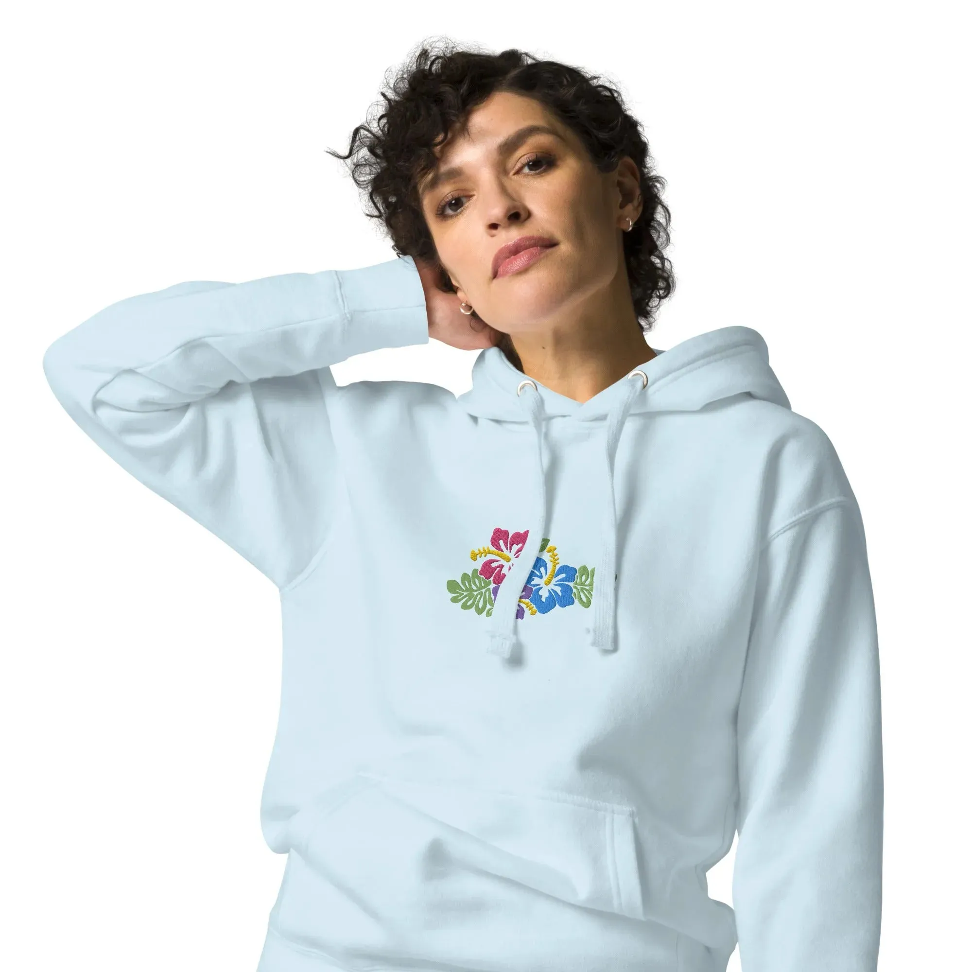 Hawaiian Tropical Leaves Embroidered Hoodie