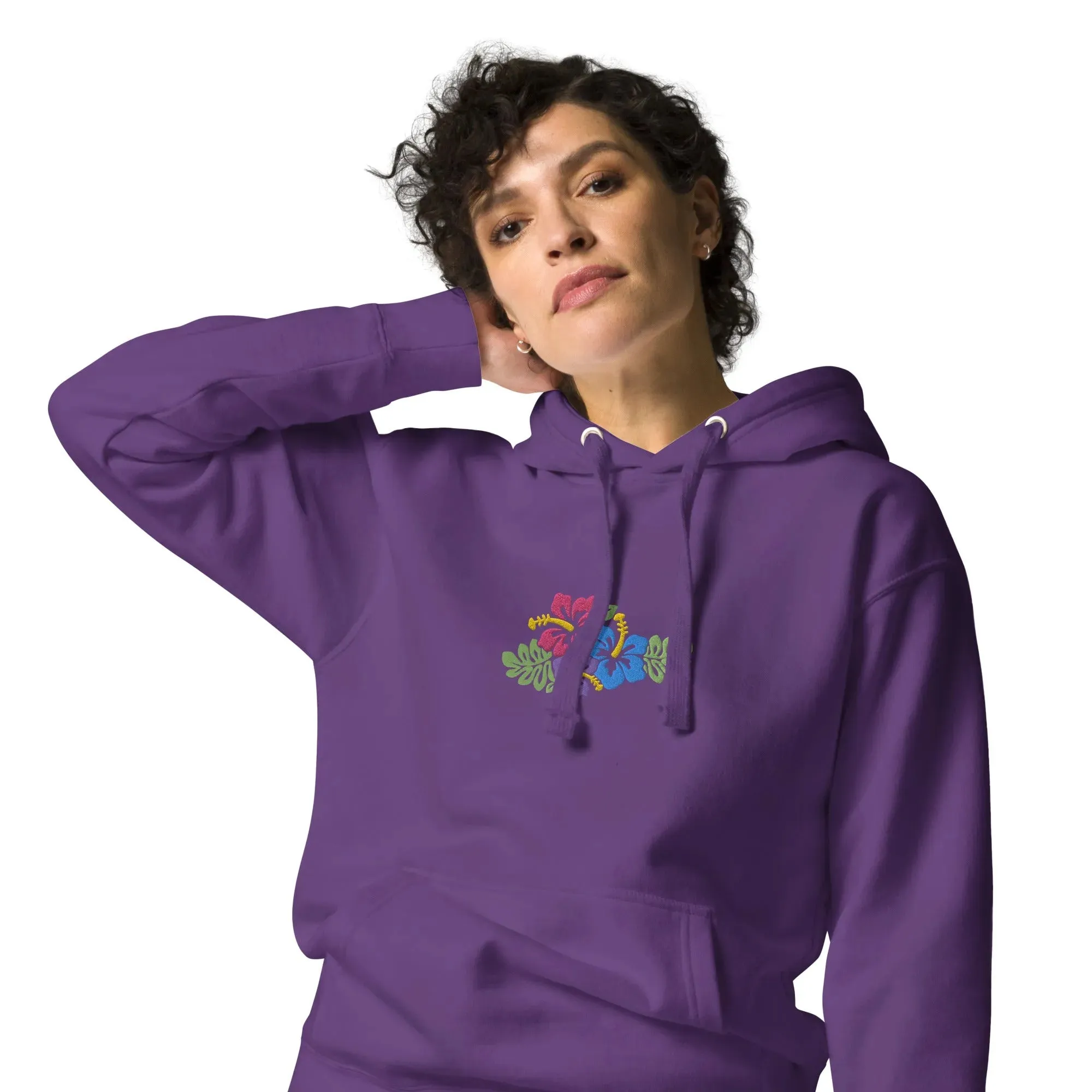 Hawaiian Tropical Leaves Embroidered Hoodie