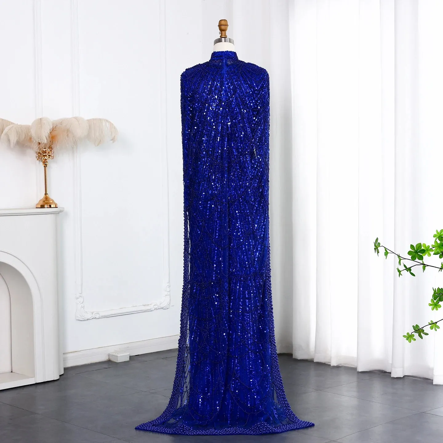 HELEN Luxury Long Sleeves Evening Dress with Cape