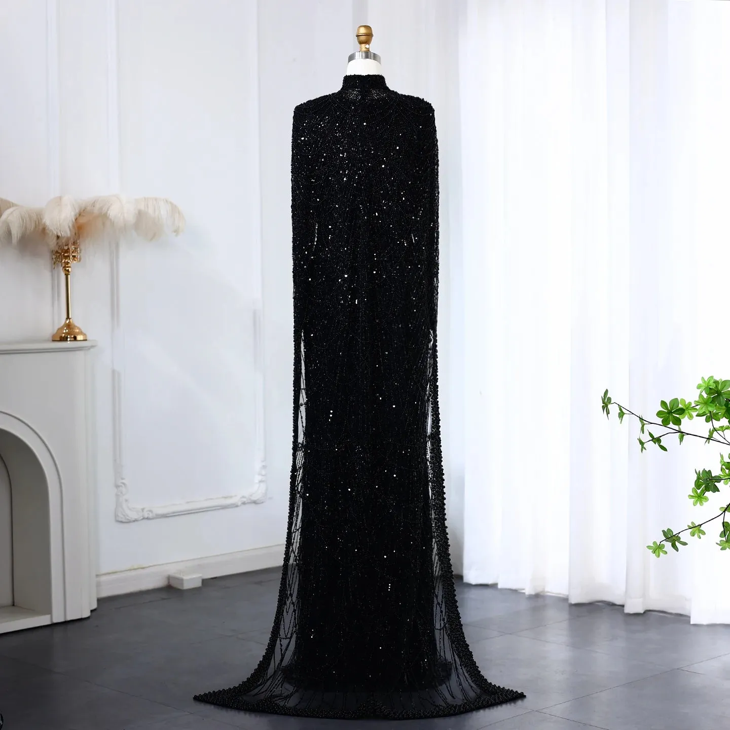 HELEN Luxury Long Sleeves Evening Dress with Cape