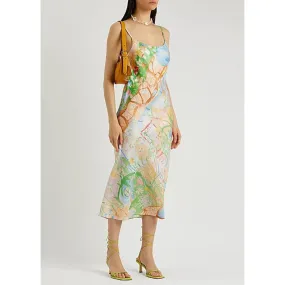 Helmstedt Printed Silk Midi Slip Dress