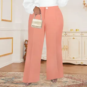 High Elastic Waist Wide Leg Casual Office Wear Pants