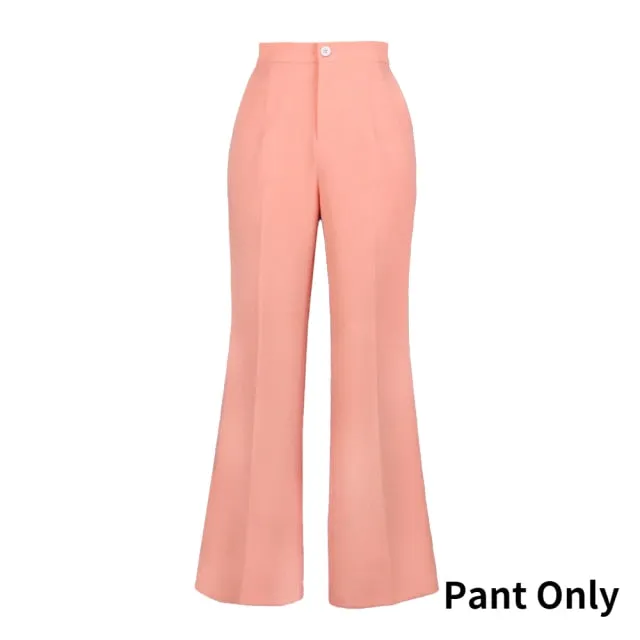 High Elastic Waist Wide Leg Casual Office Wear Pants