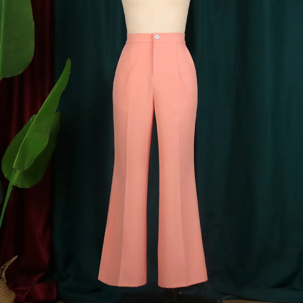 High Elastic Waist Wide Leg Casual Office Wear Pants