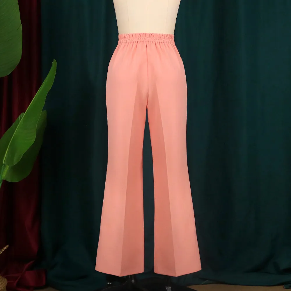 High Elastic Waist Wide Leg Casual Office Wear Pants
