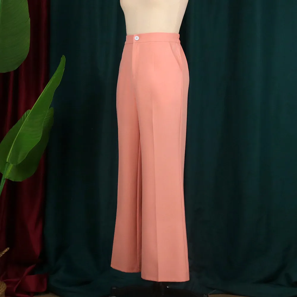 High Elastic Waist Wide Leg Casual Office Wear Pants