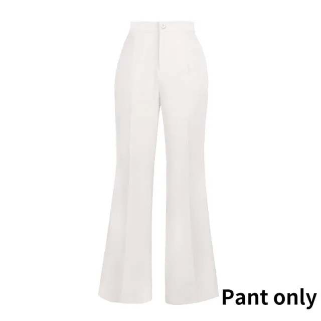High Elastic Waist Wide Leg Casual Office Wear Pants