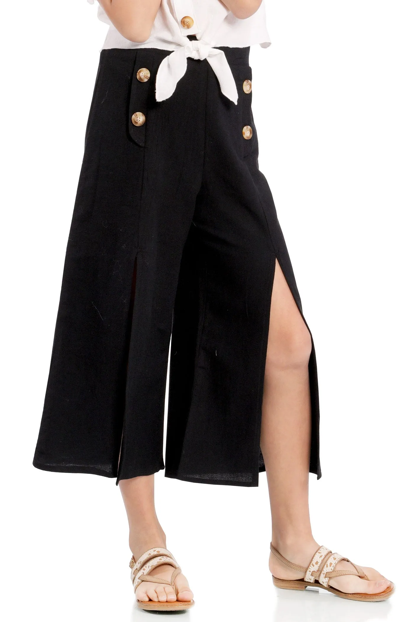 High Front Slit Culottes Pants (RE1295)