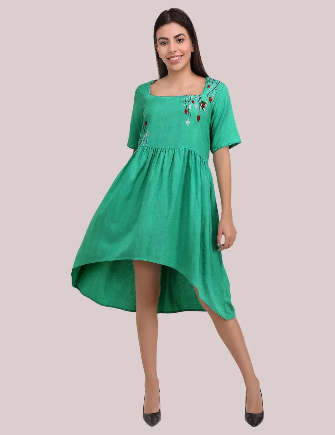 High-low Embroidered dress