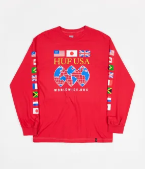HUF Global Domination Long Sleeve T-Shirt - Scarlet