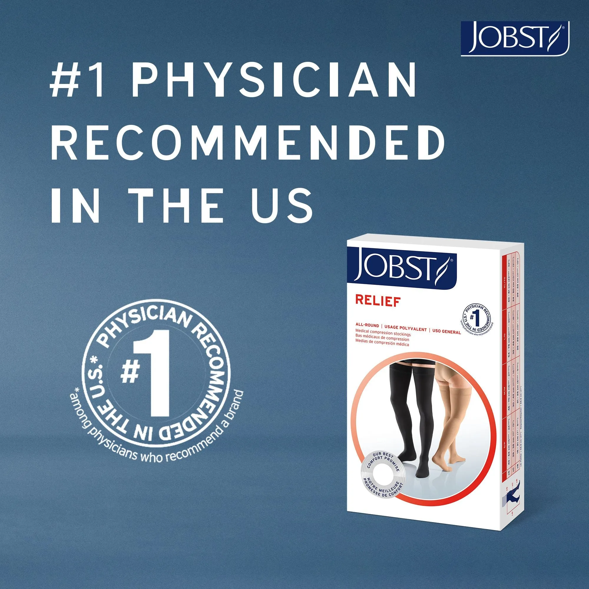 JOBST Relief 20-30 mmHg Compression Stockings, Waist High Pantyhose, Closed Toe