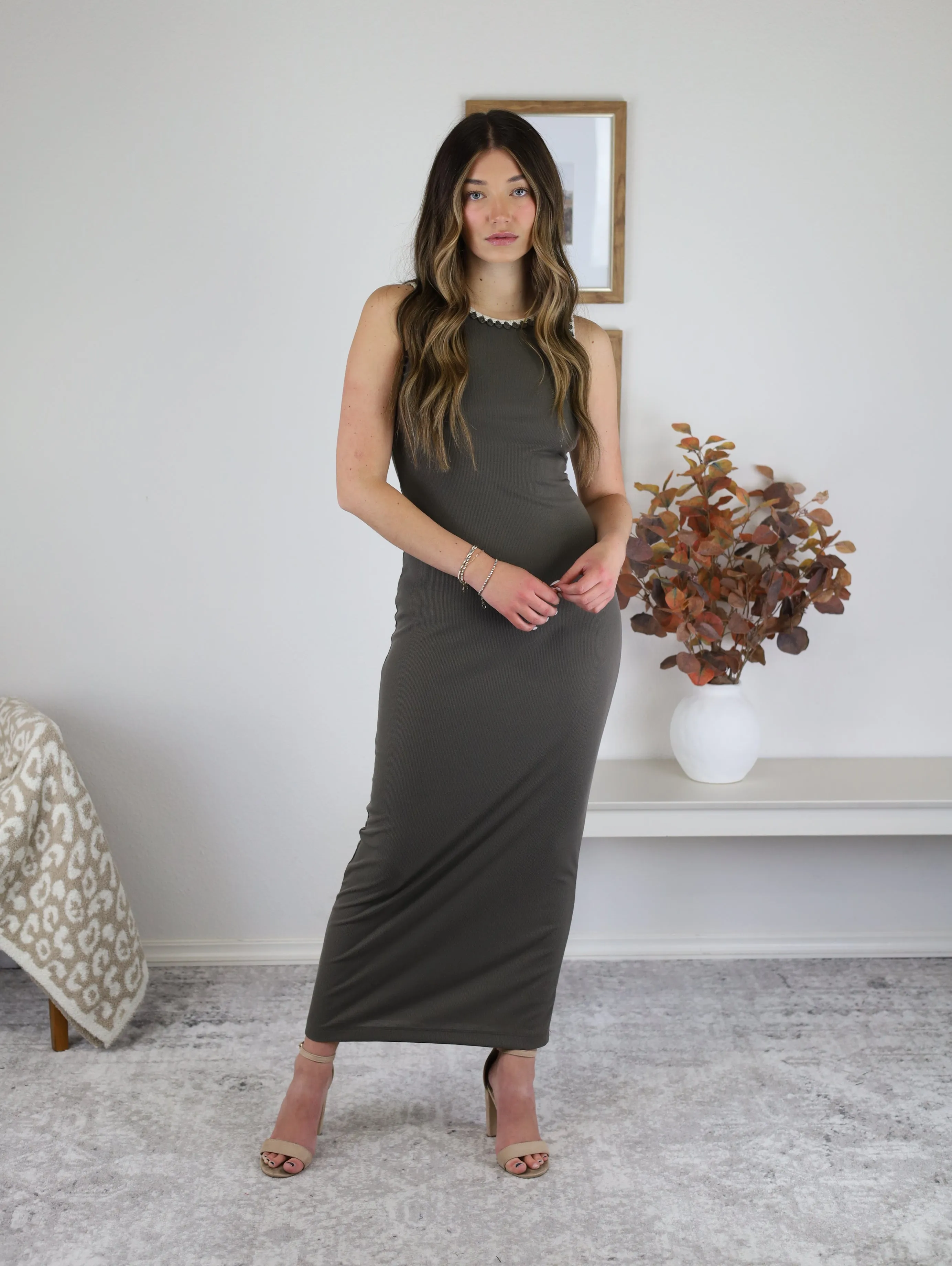 Justeen Whipstitch Bodycon Midi Dress