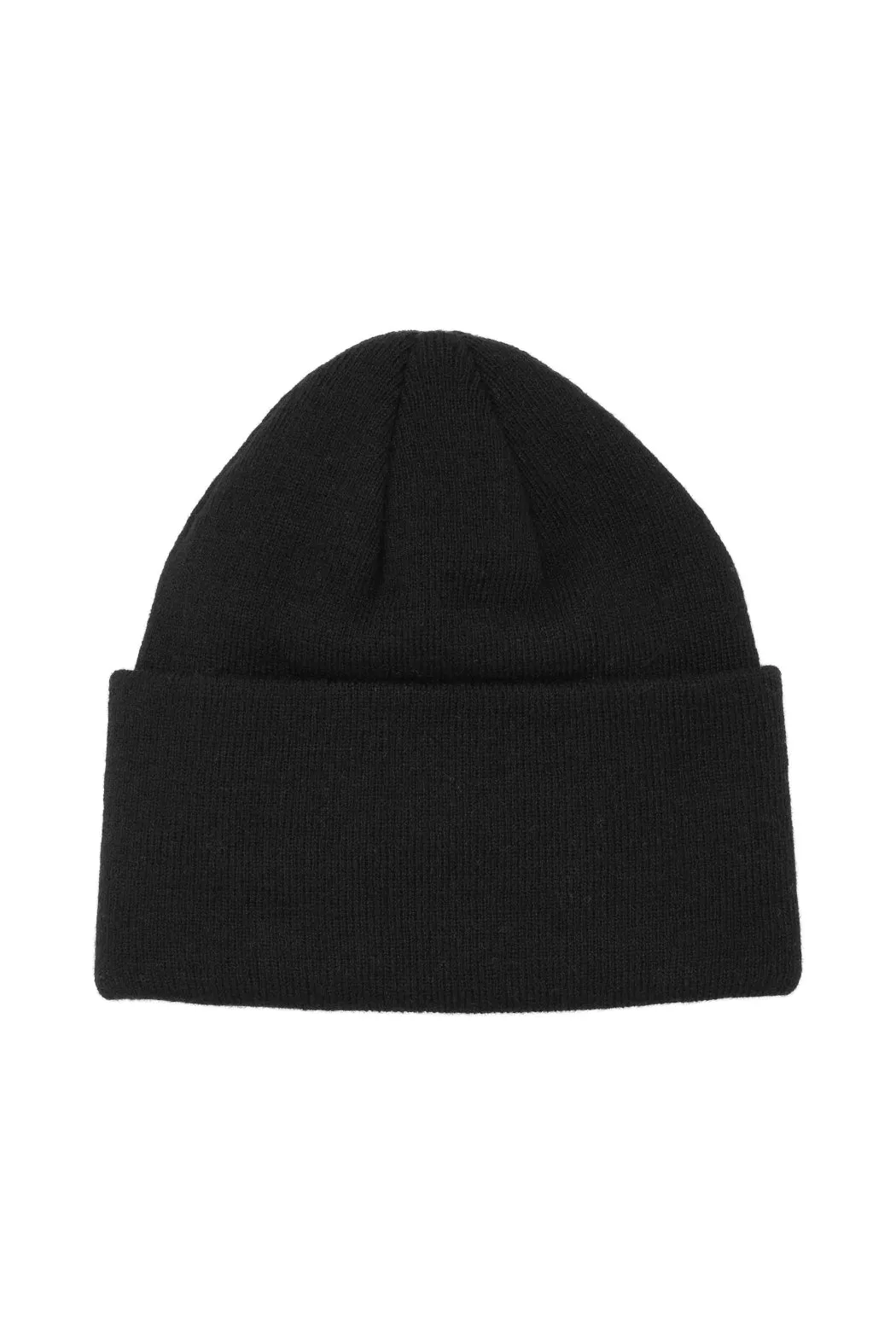 Knitted Beanie W. Patch - Black