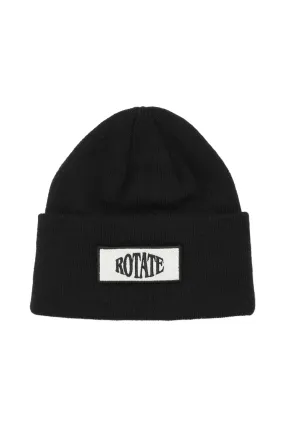 Knitted Beanie W. Patch - Black