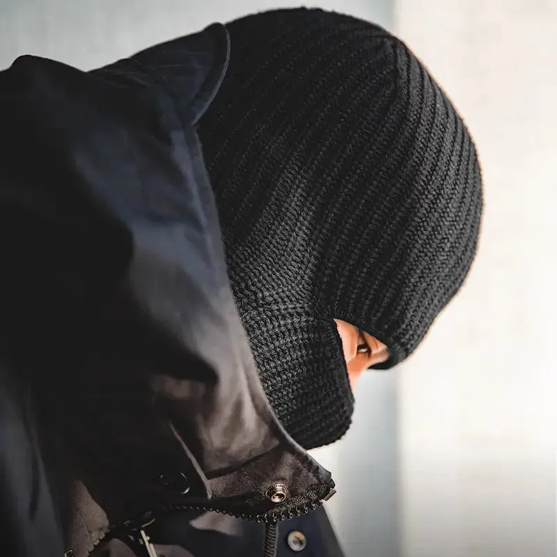 Knitted Melon Warm Beanie with Adjustable Size & Unique Patch Details - Stay Stylish & Cozy with Dual-Use Design