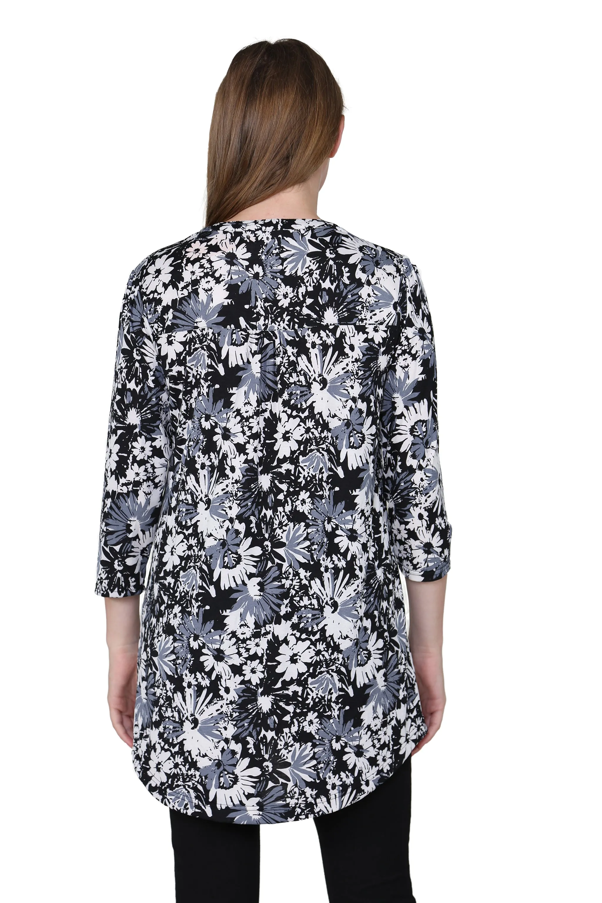 La Cera Midnight Blooms Print Tunic