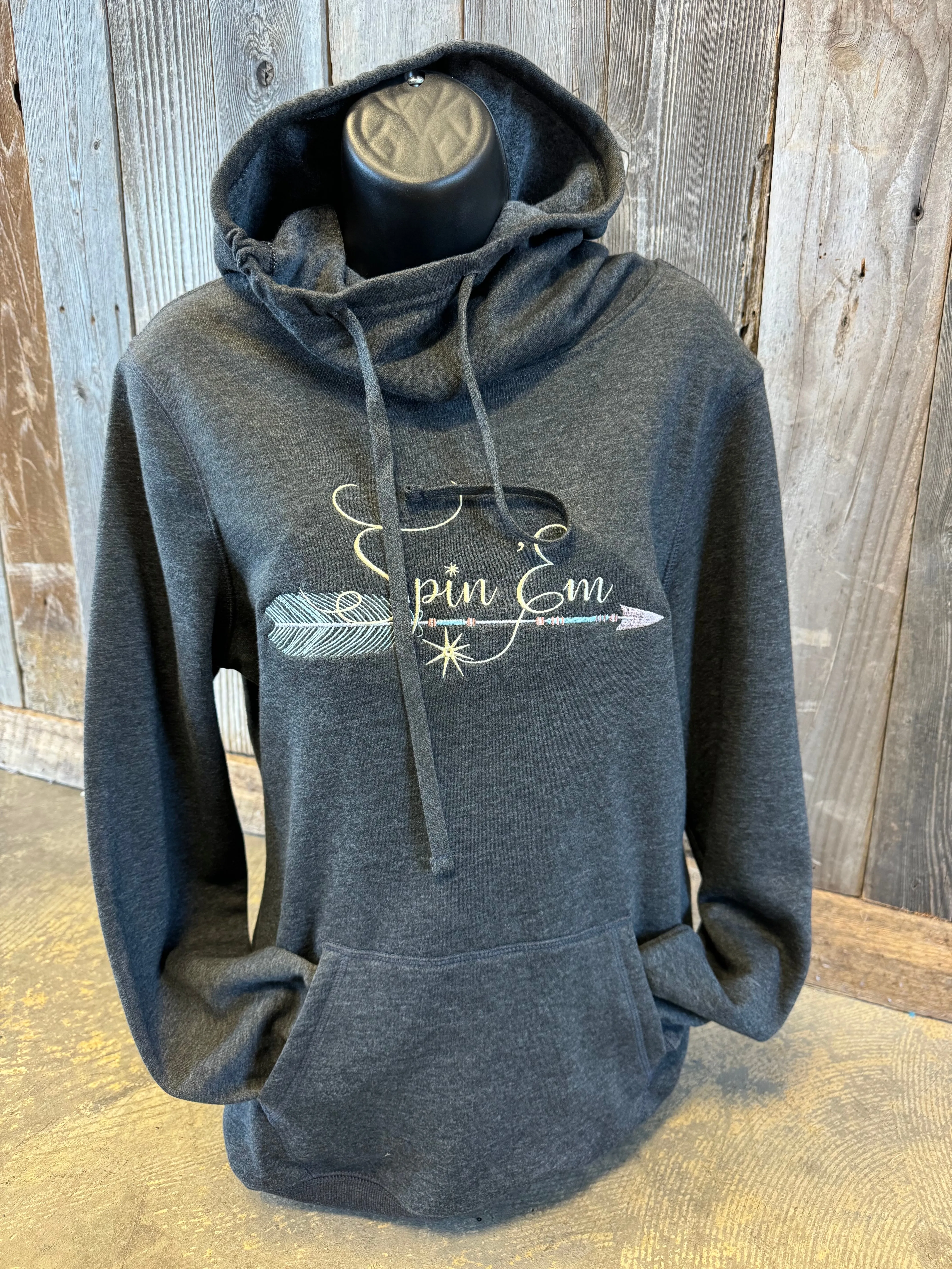 Ladies Heather Grey Cowl Neck Hoodie