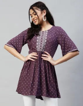 Lavender Gathered Tunic Top
